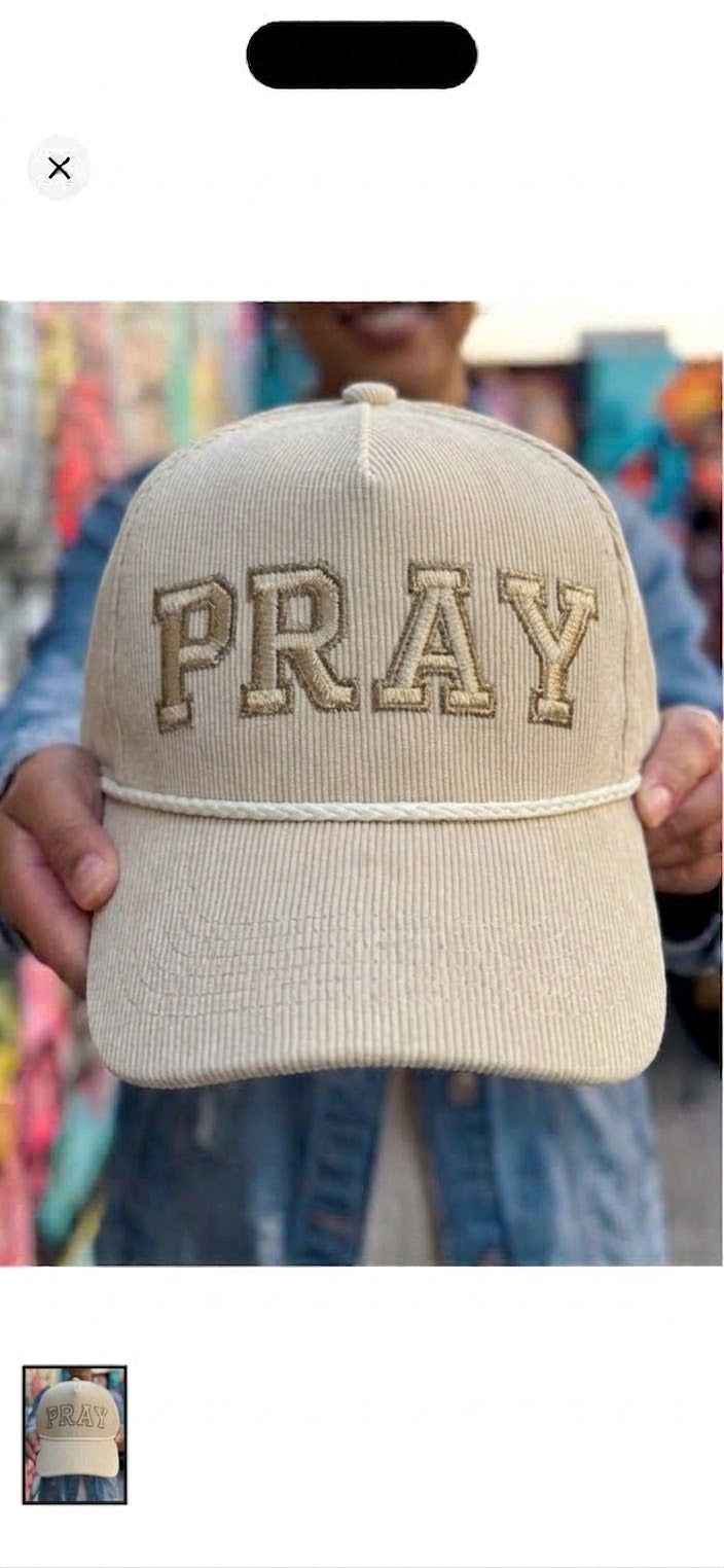 Simply Stitched PRAY corduroy hats available