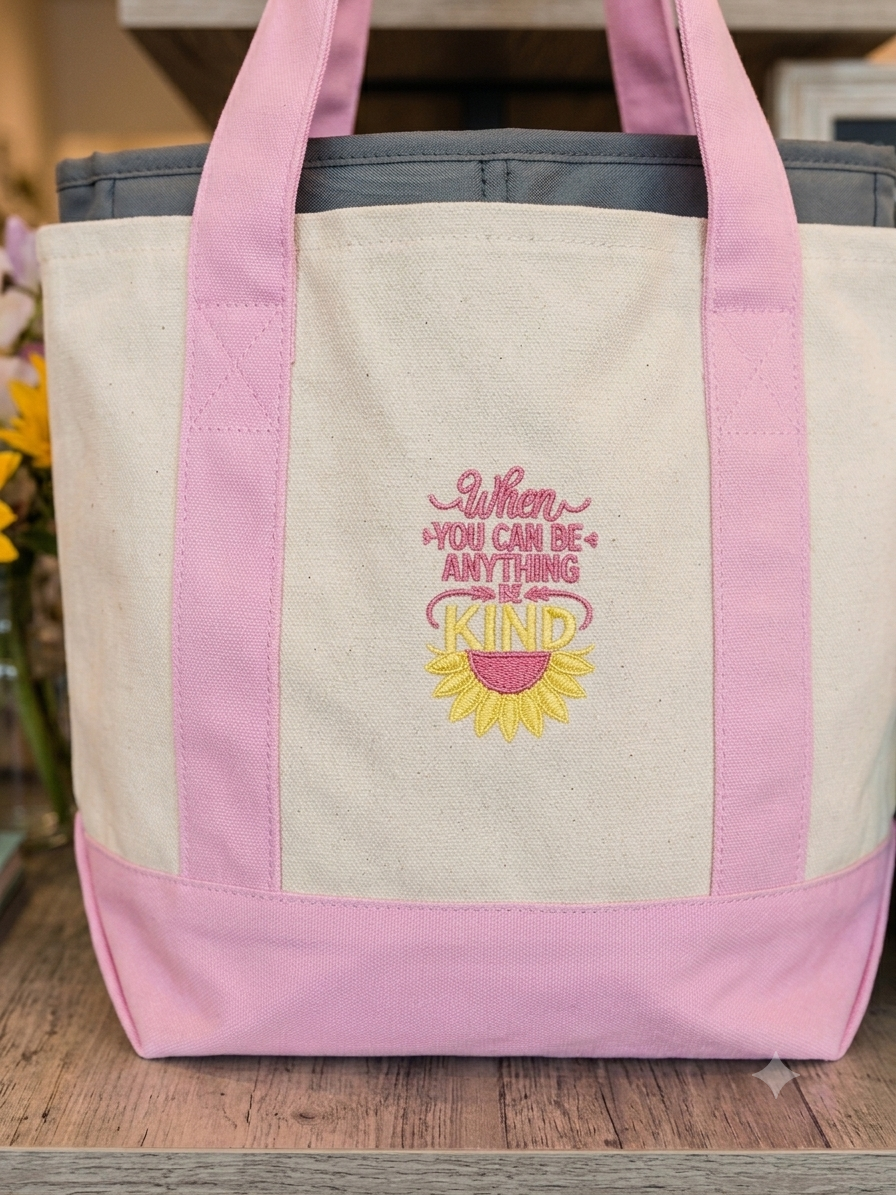 Simply Stitched lunch tote. Be kind.
