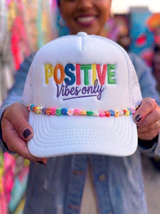 Simply Stitched Positive Vibes Only trucker hat.