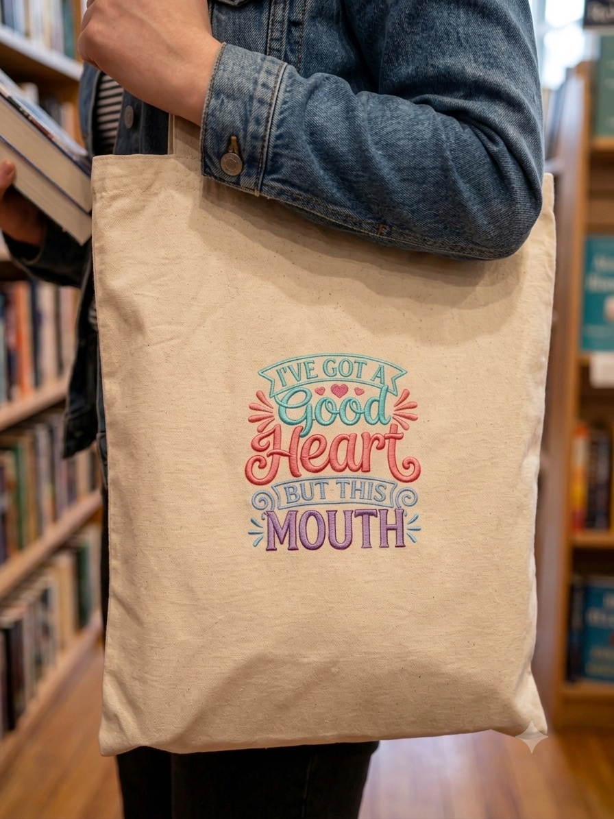 Simply Stitched. But this mouth book tote.