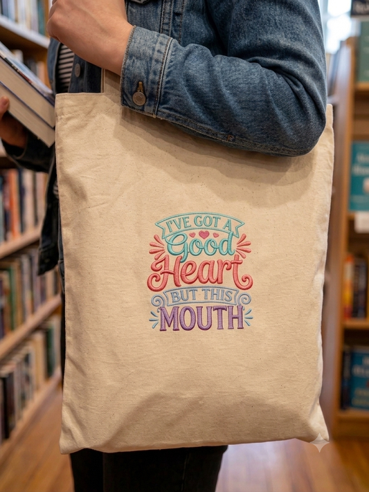 Simply Stitched. But this mouth book tote.